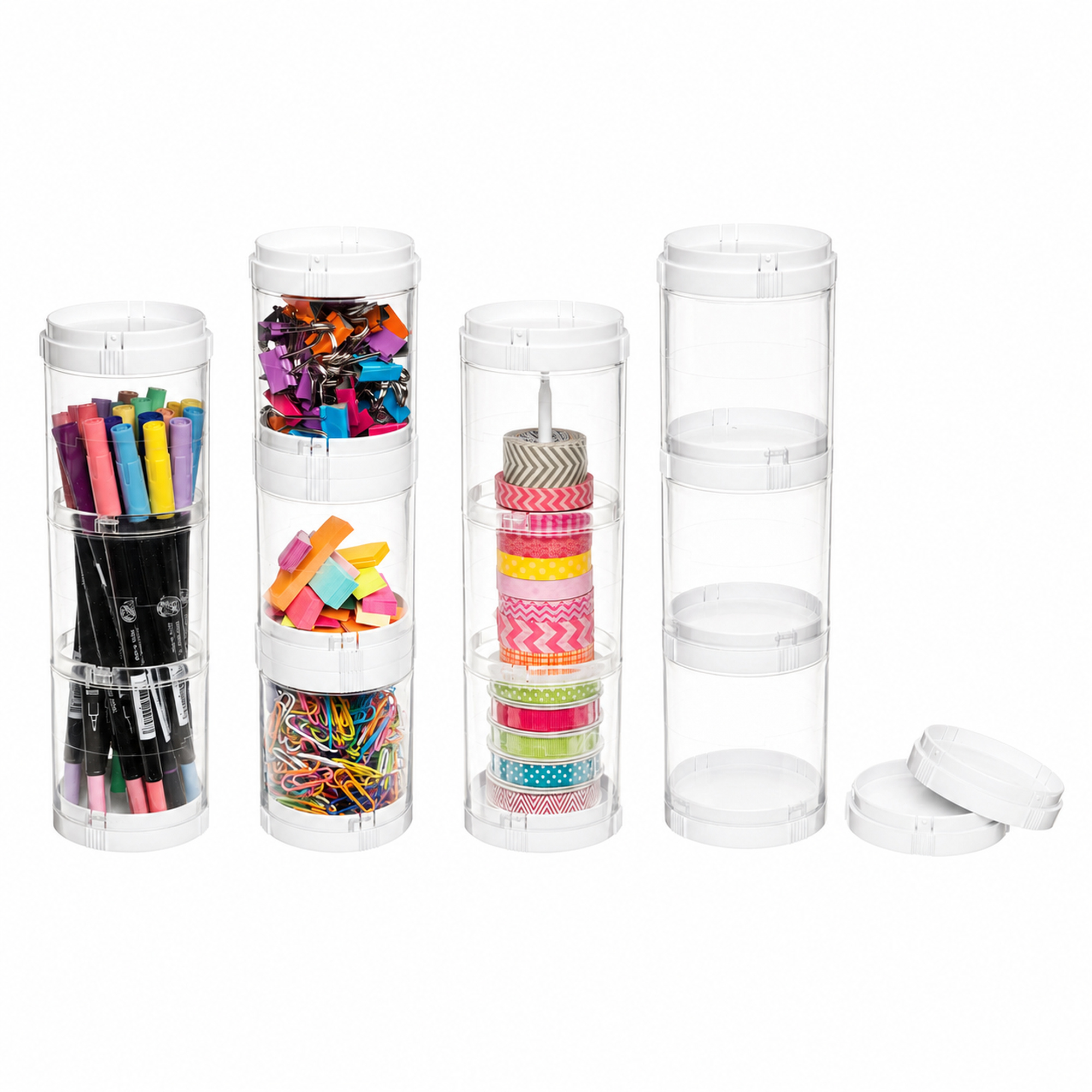 Deflecto Interlocking Stacking Tower Organiser 3 Canister