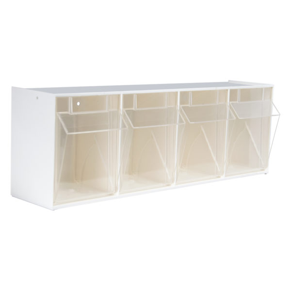 Tilt Bin Storage System - 4 Bin Unit (White)