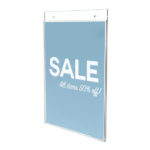 Deflecto A3 Portrait Wall-Mounted Sign Holder displaying a "Sale" sign
