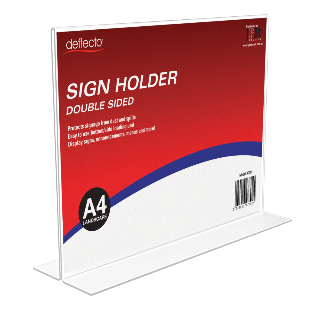Deflecto A4 Landscape Double-Sided T-Shape Sign Holder