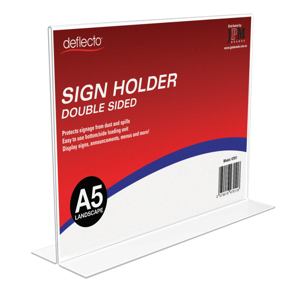Deflecto A5 Landscape Double-Sided T-Shape Sign Holder