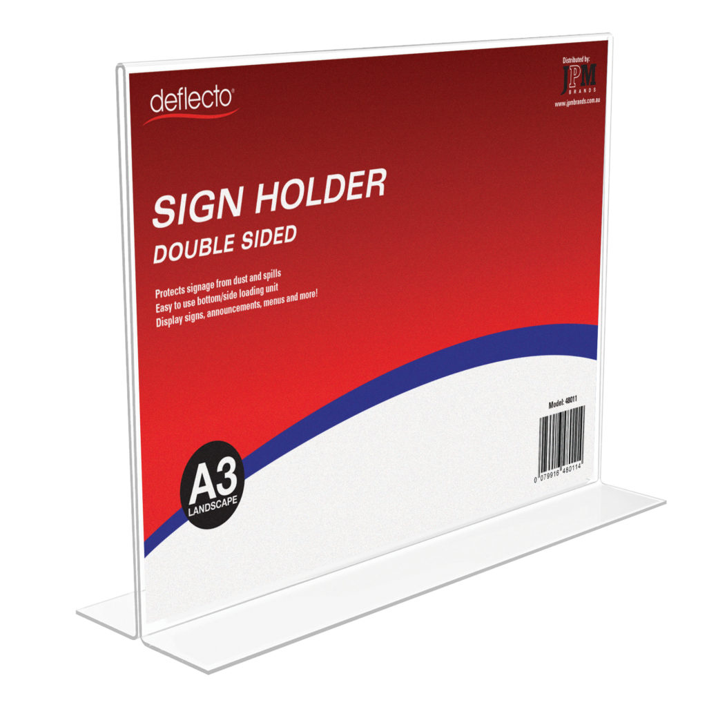 Deflecto A3 Landscape Double-Sided T-Shape Sign Holder