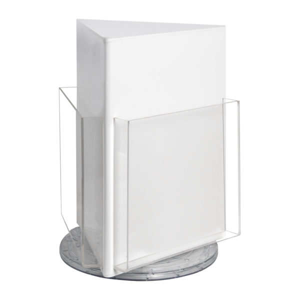 Brochure Holder - Rotating Countertop White - A4 Portrait