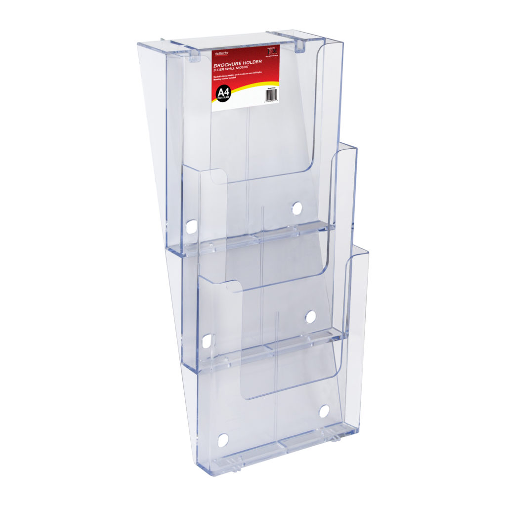 Deflecto A4 Portrait 3-Tier Stackable Wall-Mounted Brochure Holder