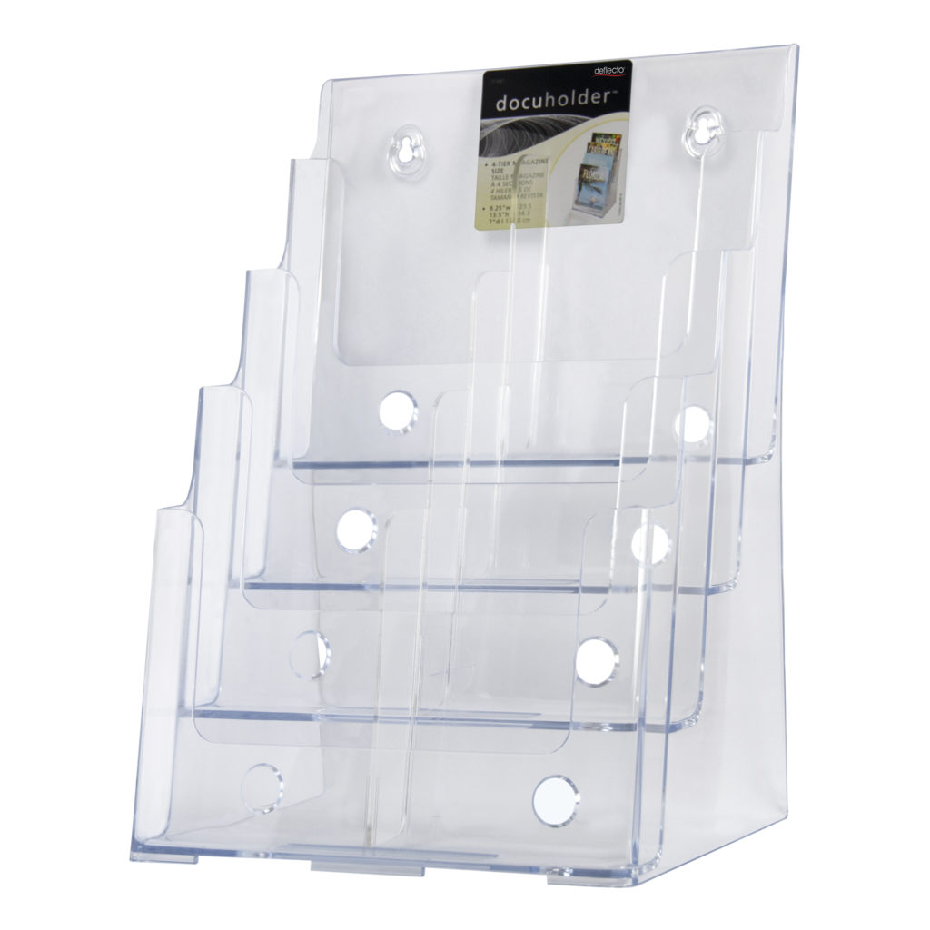Deflecto DL Portrait 4-Tier Brochure Holder – 8 Pocket