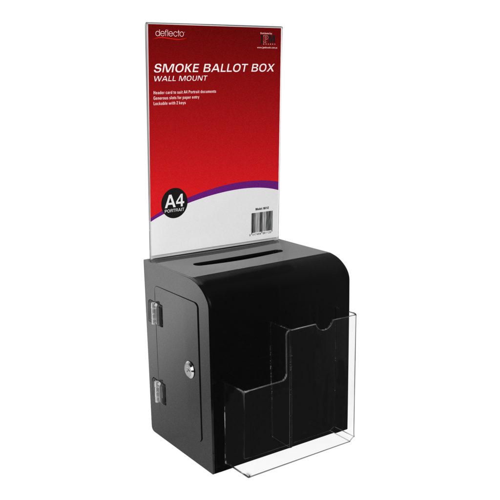 Deflecto Smoke A4 Portrait Wall-Mounted Ballot Box