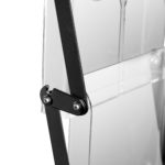 Deflecto Portable Concertina Brochure Stand – A4 × 4 – close-up of the locking hinge