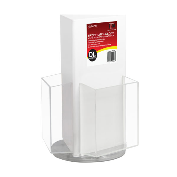 Brochure Holder - Rotating Countertop White - DL Portrait x 3