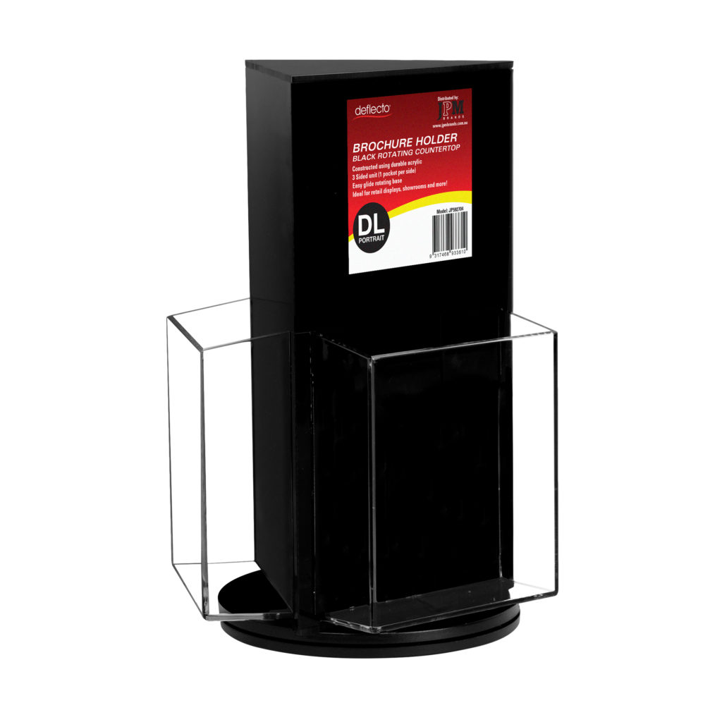 Deflecto DL Portrait Black Rotating Countertop Brochure Holder