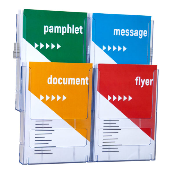 Brochure Holder - Lit-Loc Wall Display Kit - A4 x 4