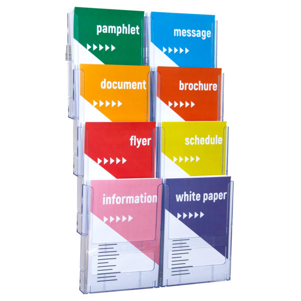 Brochure Holder - Lit-Loc Wall Display Kit - A4 x 8 (Vertical)