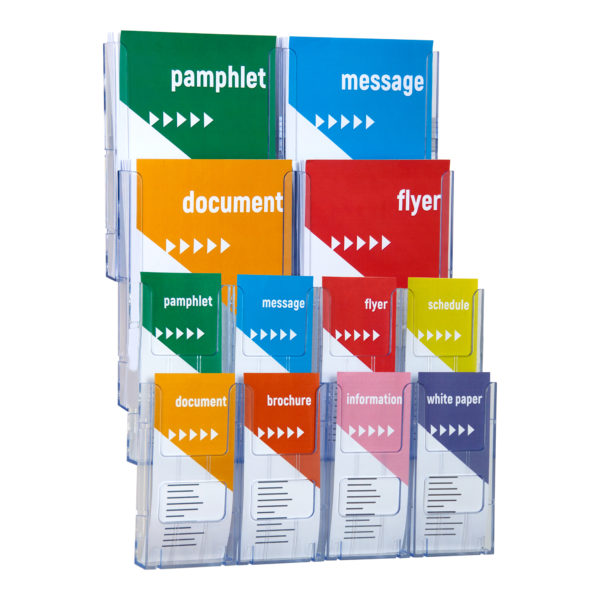 Brochure Holder - Lit-Loc Wall Display Kit - A4 x 4 & DL x 8