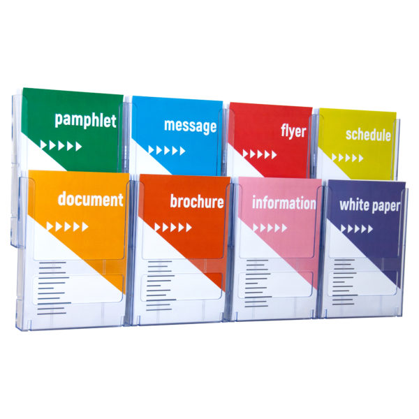Brochure Holder - Lit-Loc Wall Display Kit - A4 x 8 (Horizontal)