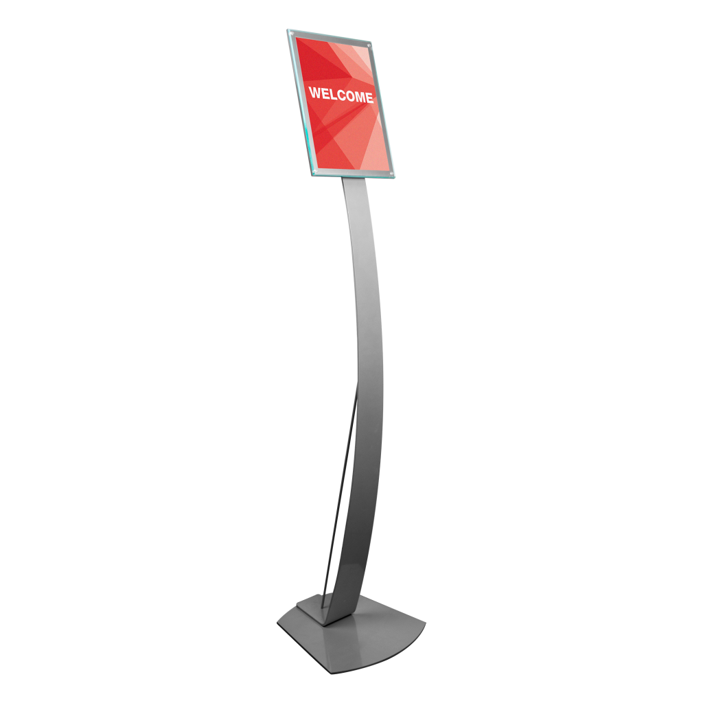 Deflecto A4 Silver Contemporary Floor Stand Sign Holder