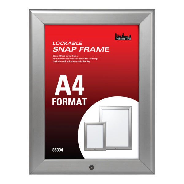 Snap Frame Lockable Sign Holder - A4 (Silver)
