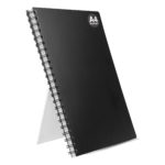 Deflecto Angled Display Stand – Large displaying an A4 black spiral notebook