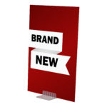 Deflecto Small Ticket/Card Holders (10 Pack) holding a "Brand new" sign