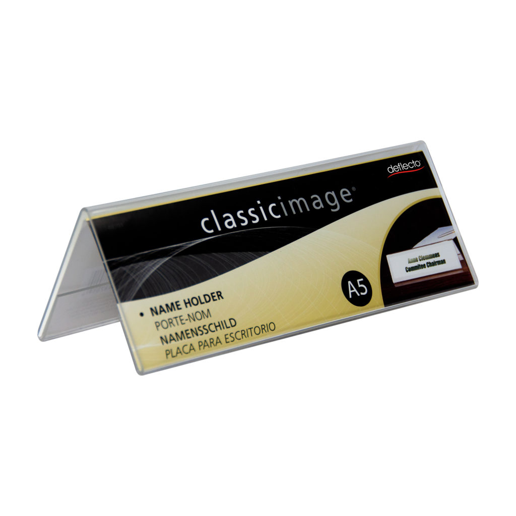 Deflecto A5 Landscape Tent-Style Desk Name Holder