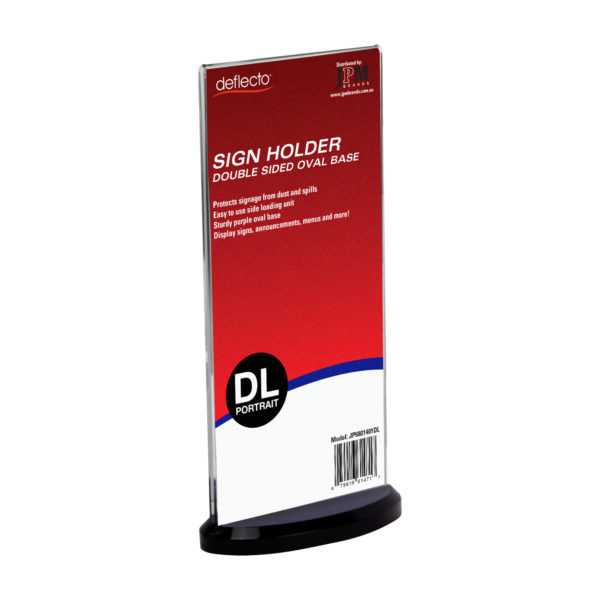 Sign Holder - Double Sided - DL Portrait (Oval Base)