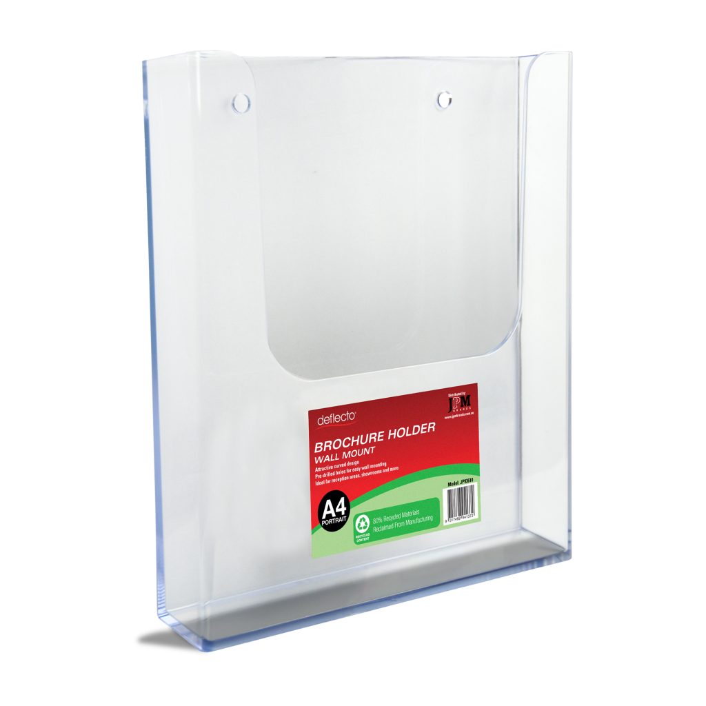 Deflecto A4 Portrait Wall-Mounted Brochure Holder – Recycled Content