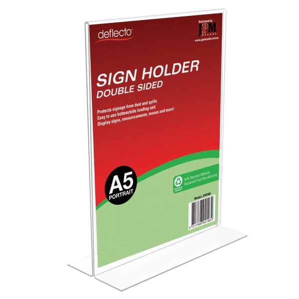 Sign Holder - Double Sided - A5 Portrait (T-Shape) Recycled Content