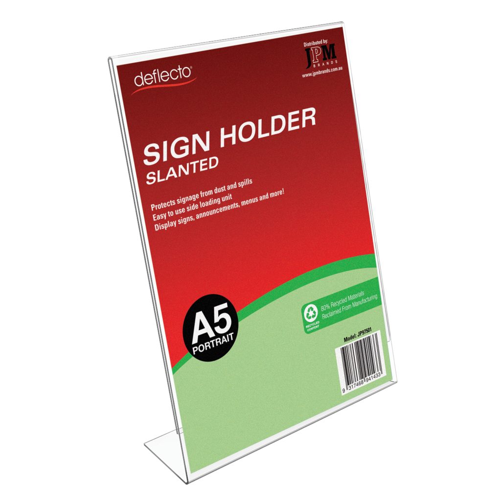 Deflecto A5 Portrait Slanted Sign Holder – Recycled Content