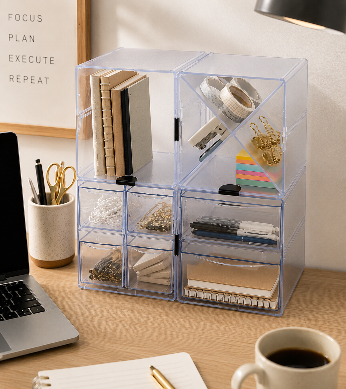 Deflecto Stackable Cube Clear Organiser - Image 2