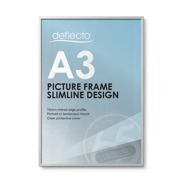 Deflecto A3 Silver Picture and Certificate Display Frame