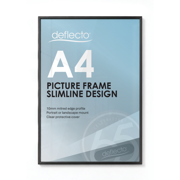 Deflecto A4 Black Picture and Certificate Display Frame