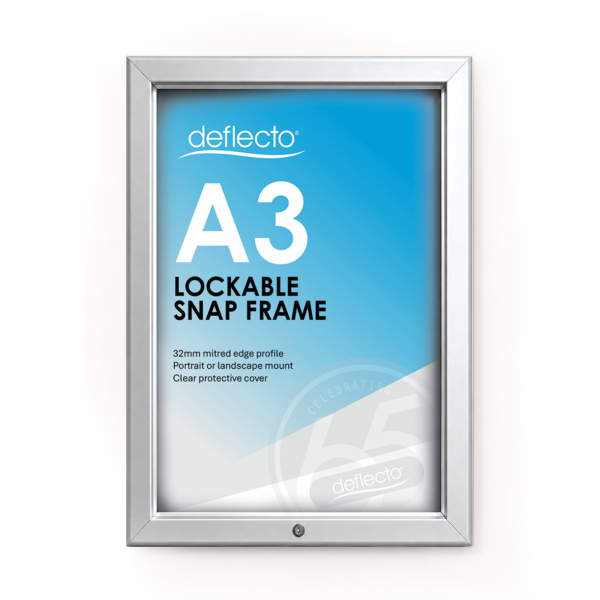 Deflecto A3 Silver Aluminium Lockable Snap Frame