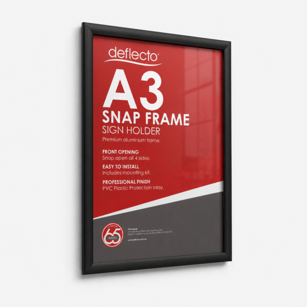 Deflecto Black Aluminium Snap Frame - A3