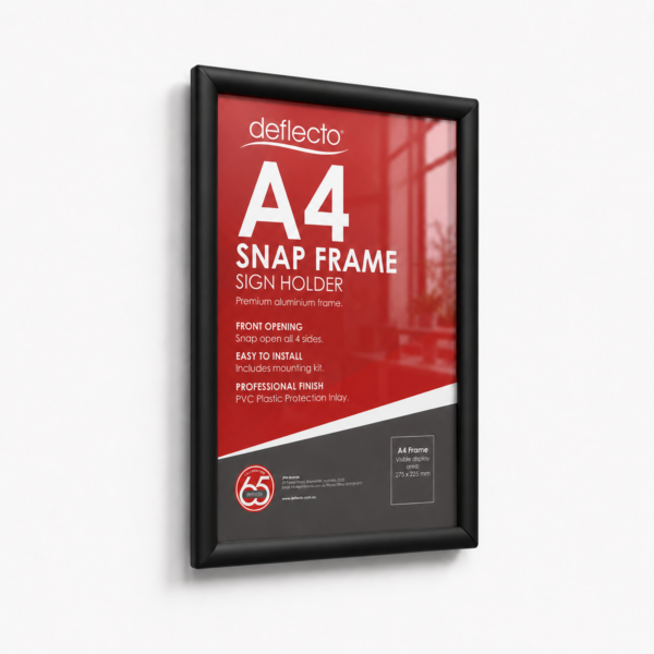 Deflecto A4 Aluminium Snap Frame - Black