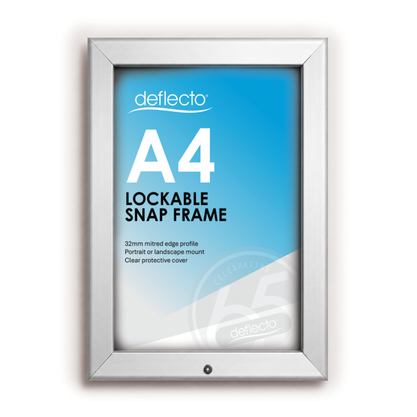 Deflecto A4 Silver Aluminium Lockable Snap Frame