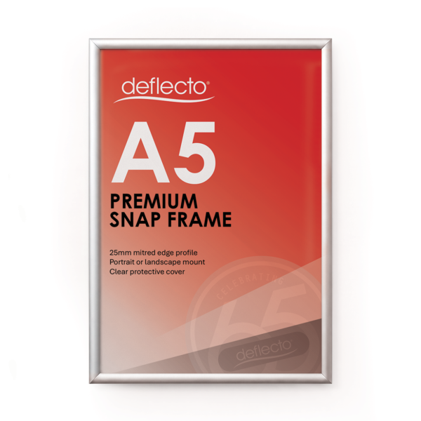 Deflecto A5 Silver Aluminium Snap Frame