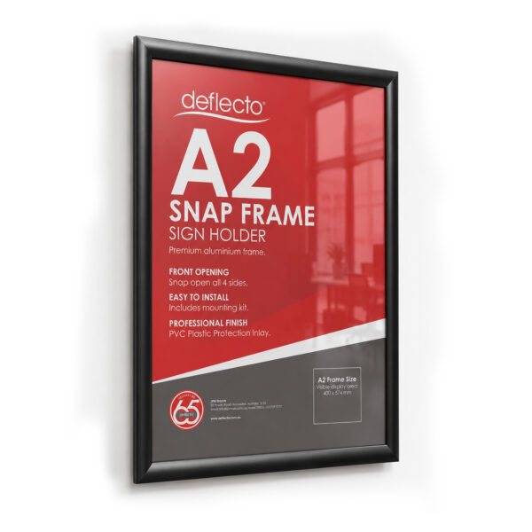 Deflecto Black Aluminium Snap Frame - A2