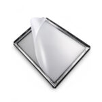 Front-opening A3 black water resistant snap frame showing easy poster change