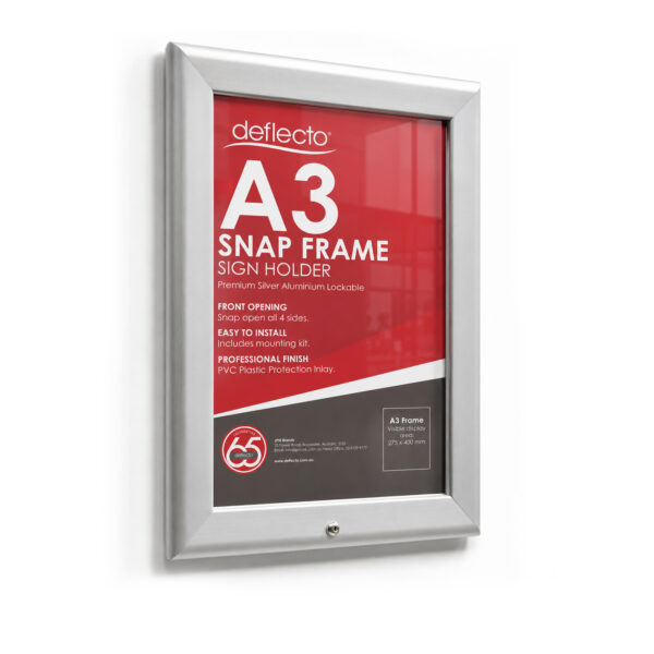 Deflecto A3 Silver Aluminium Lockable Snap Frame