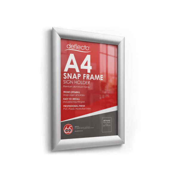 Deflecto Silver Aluminium Snap Frame - A4