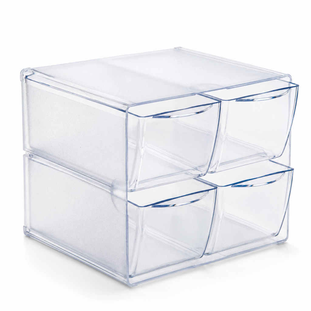Deflecto Stackable Cube 4 Drawer Clear Organiser