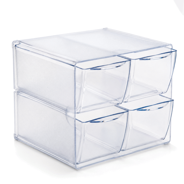 Deflecto Stackable Cube 4 Drawer Clear Organiser
