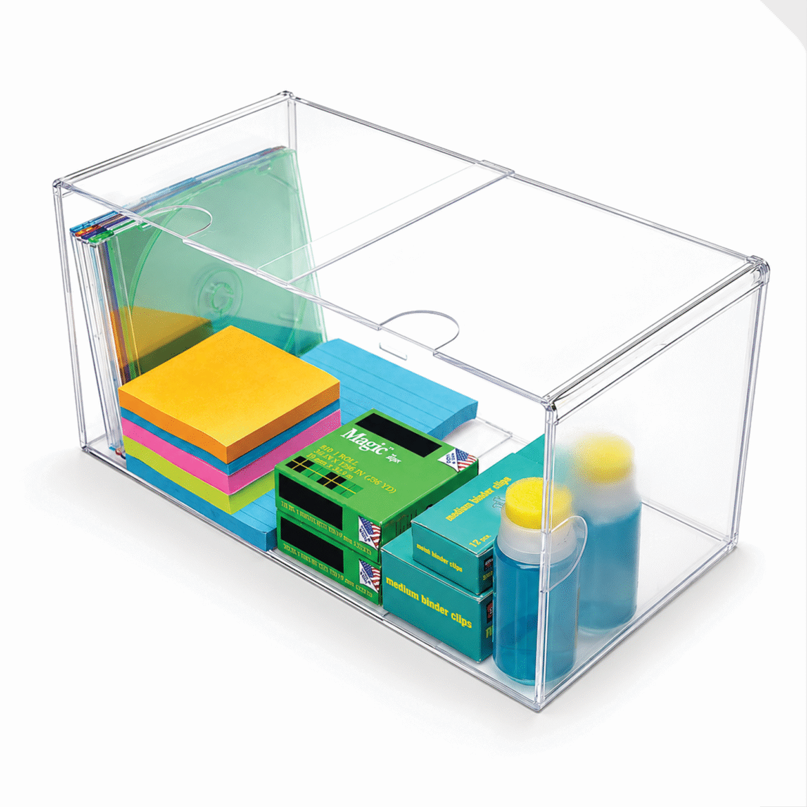 Deflecto Stackable Rectangular Double Cube Open Clear Organiser - JPM ...