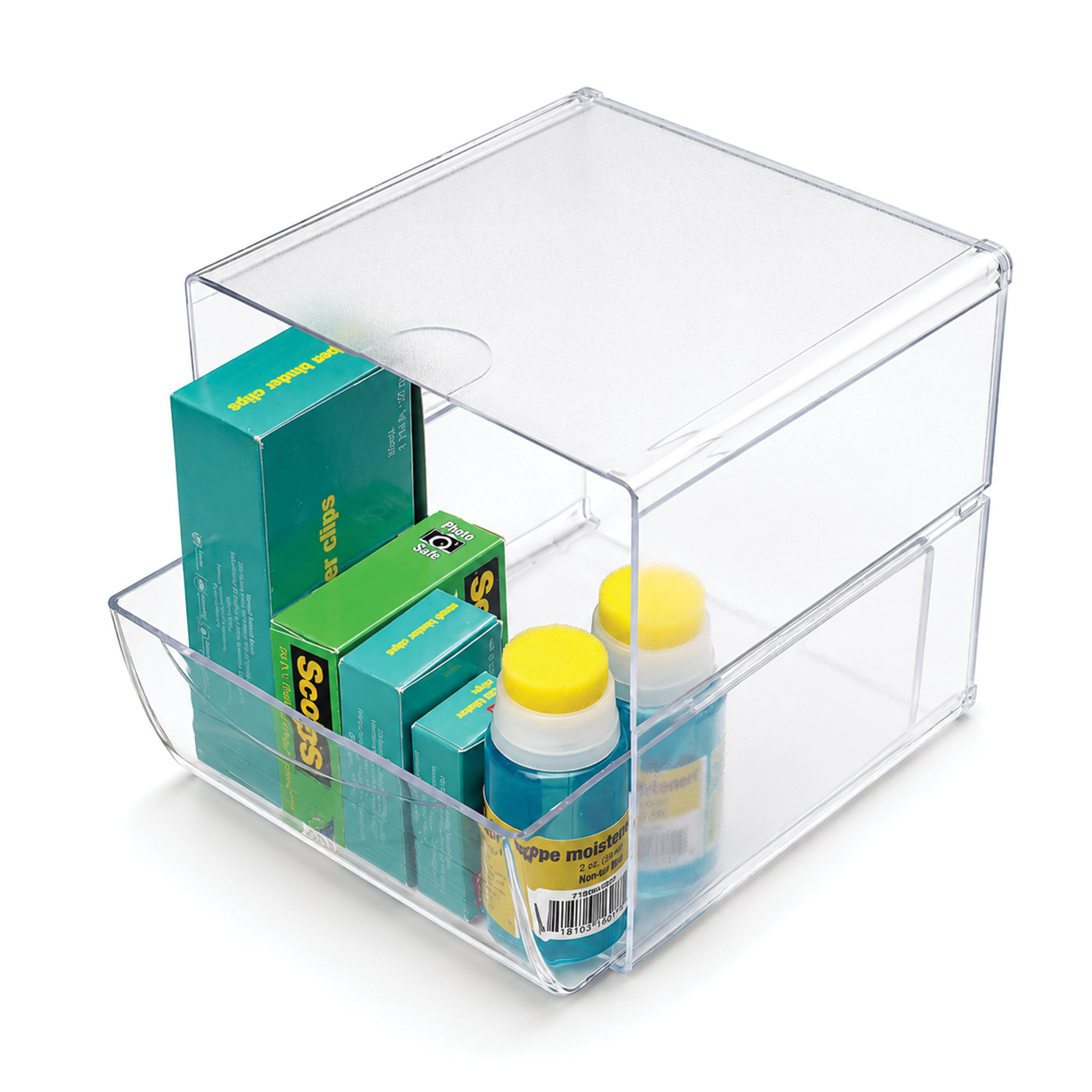 Deflecto Stackable Cube with 1 Drawer Clear Organiser