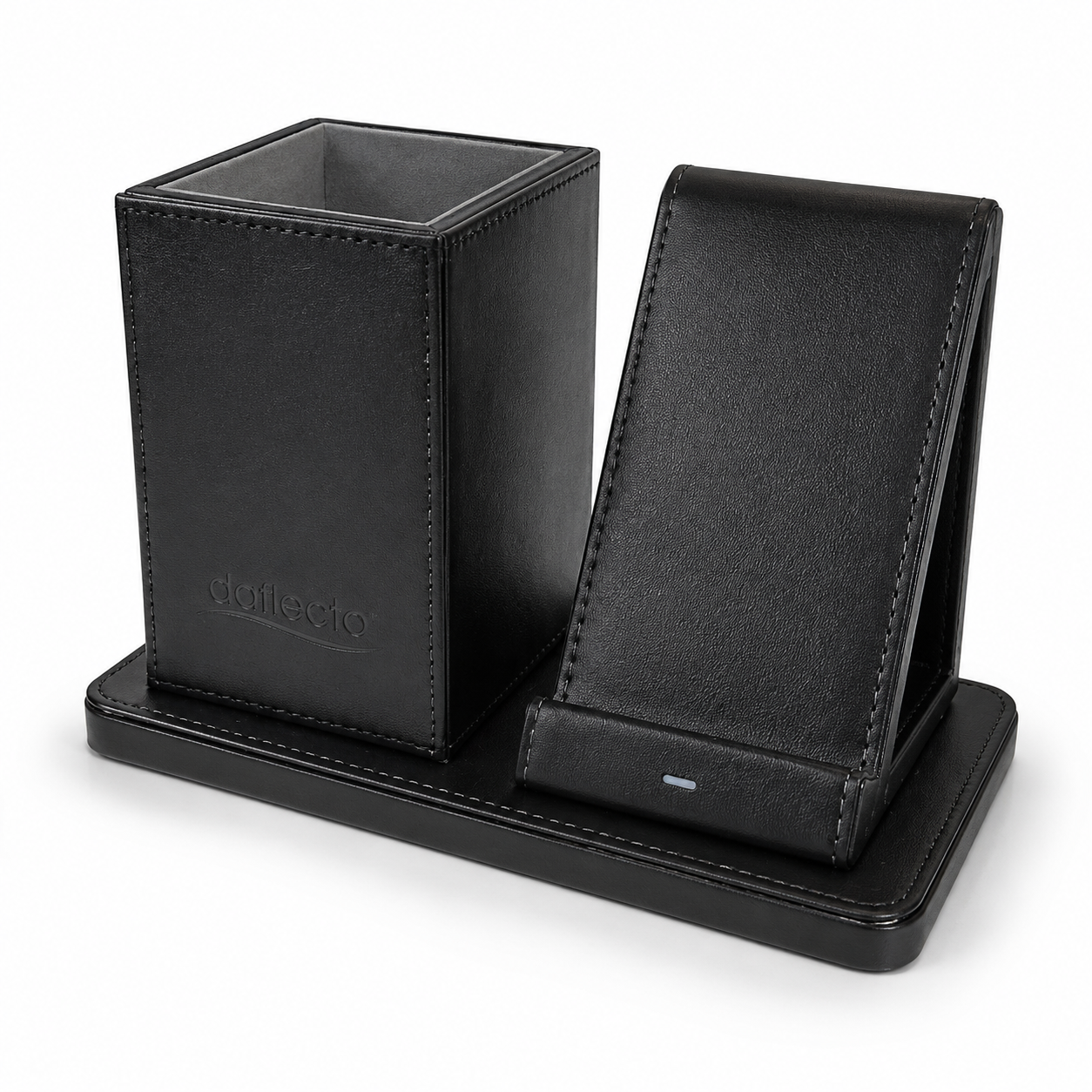 Deflecto Wireless Charging Desk Organiser with Pen Holder - Black