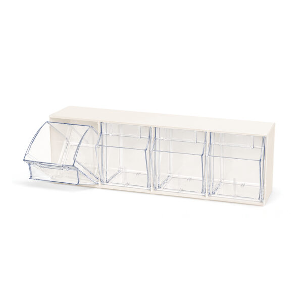 Deflecto Interlocking Tilt Bin Storage System – 4 Bin Unit Cream / Off White