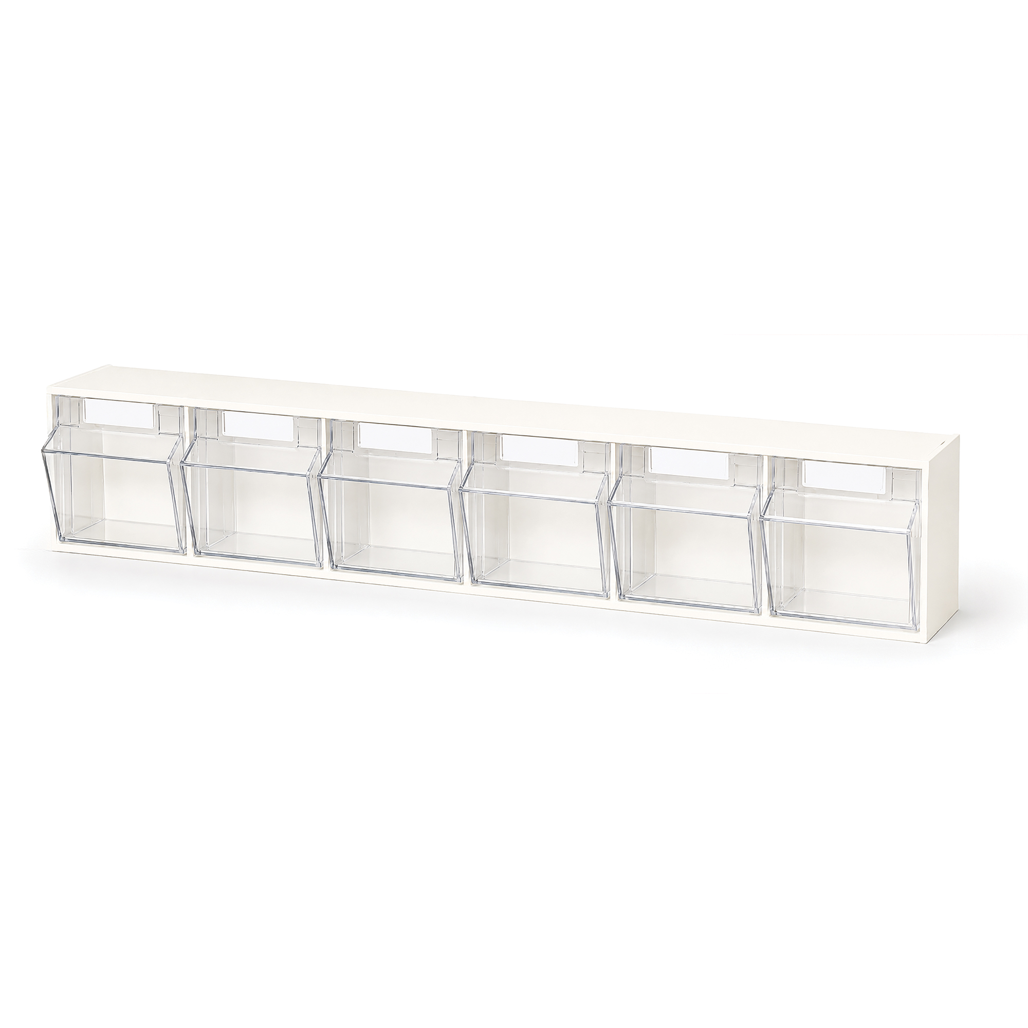 Deflecto Interlocking Tilt Bin Storage System – 6 Bin Unit Cream / Off White