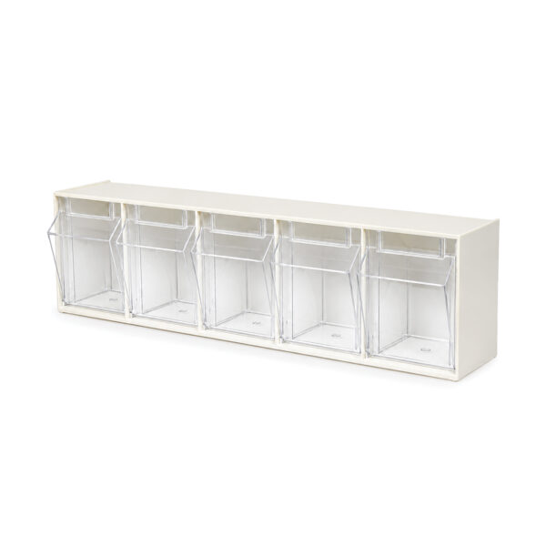 Deflecto Interlocking Tilt Bin Storage System – 5 Bin Unit Cream