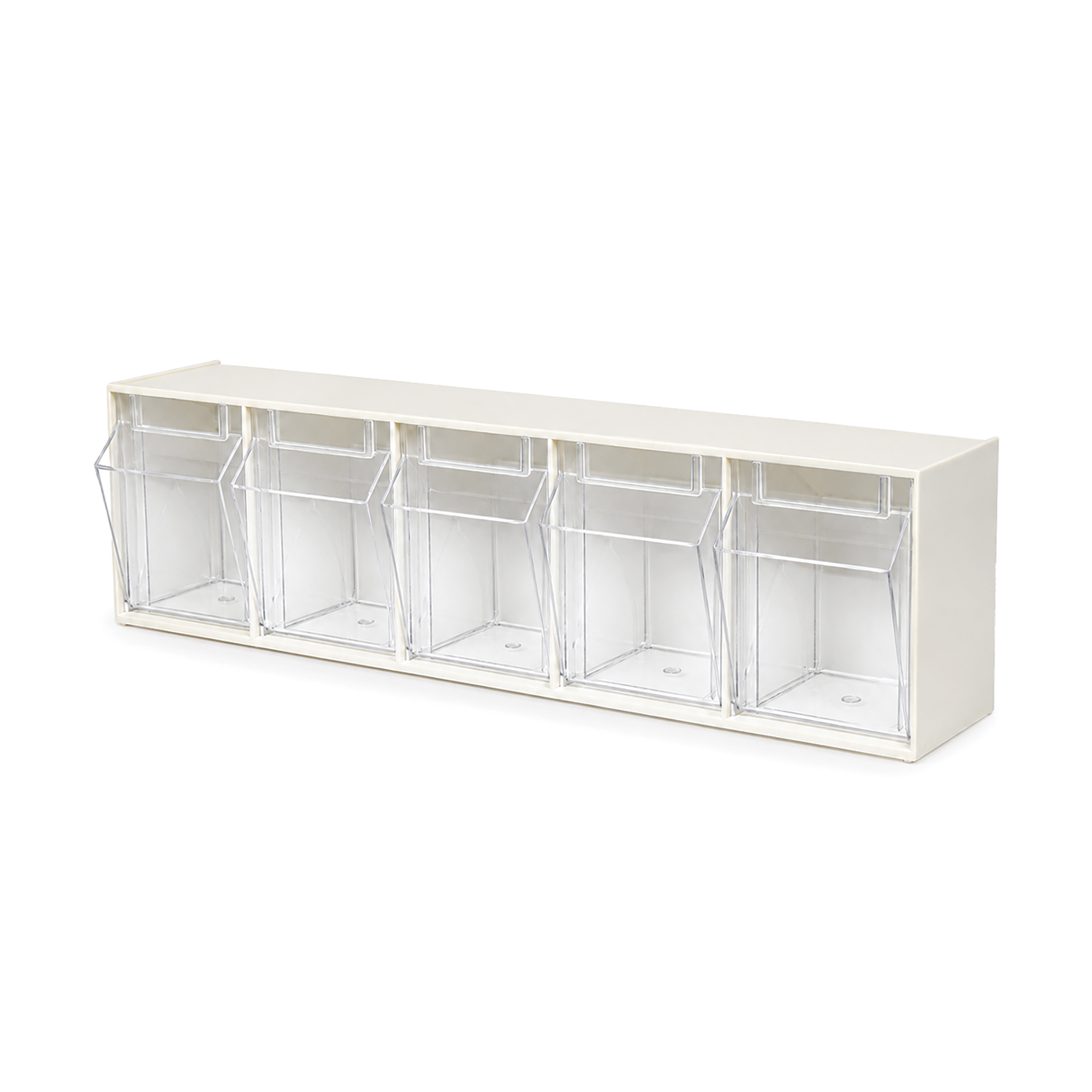 Deflecto Interlocking Tilt Bin Storage System – 5 Bin Unit Cream