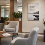 Deflecto A1 Silver Picture & Certificate Frame on a lounge wall displaying a landscape print