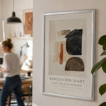 Deflecto A2 Silver Picture & Certificate Frame displaying an art print in a café