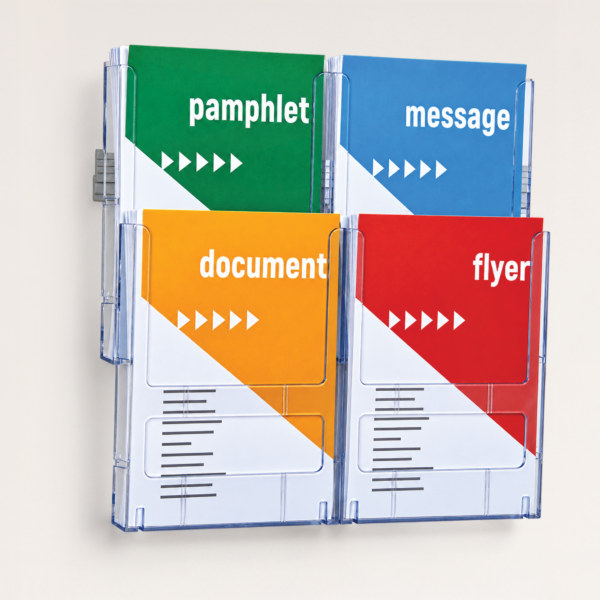 Deflecto Lit-Loc A4 × 4 Wall-Mounted Brochure Display Kit
